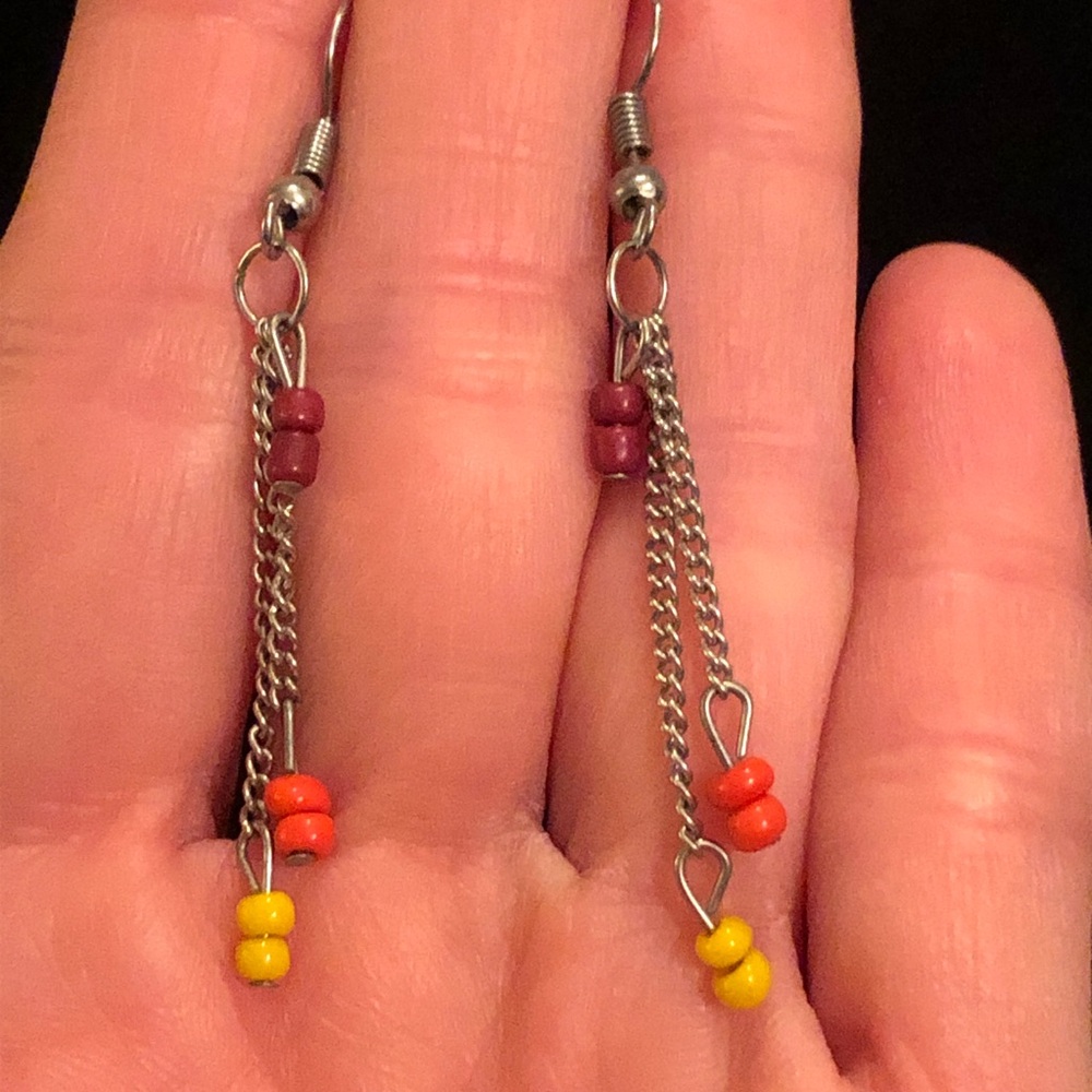 Colorful Beaded Chain Earrings
